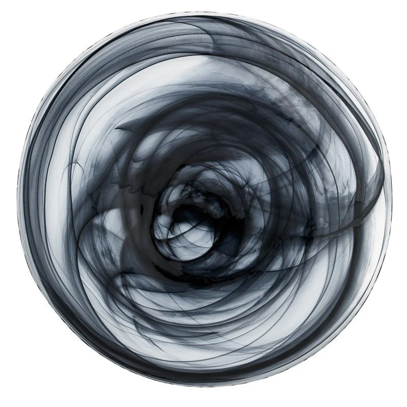 ガラス食器 水墨 フラットプレート 28cm BK/WH